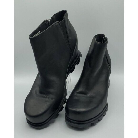 Sorel Women's Joan of Arctic Wedge III Zip Chelsea Boot Black Sea Salt Size 10 - Picture 1 of 13